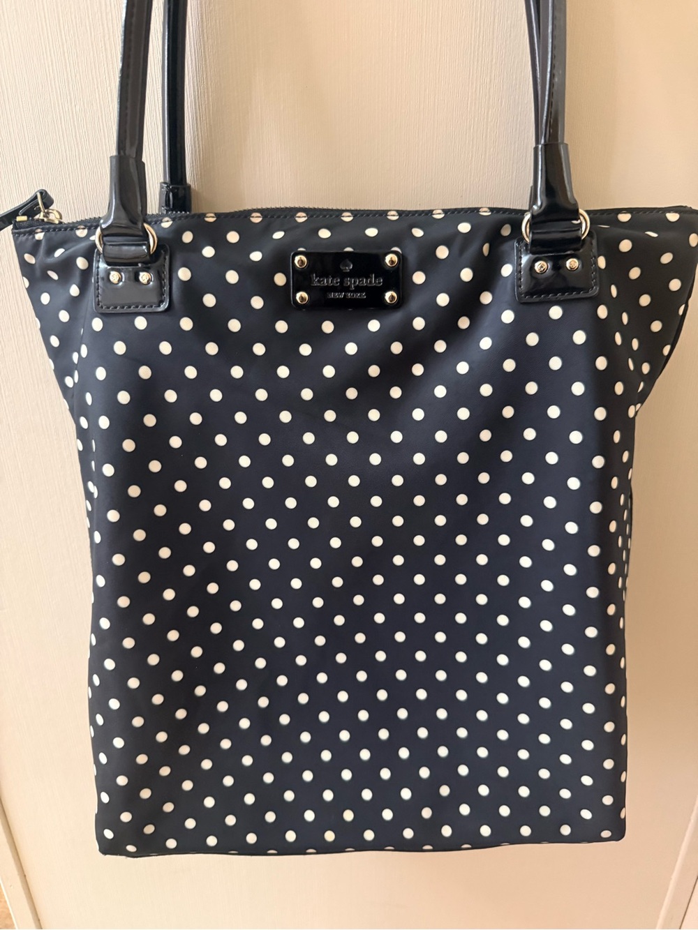 kate spade Navy and White Polka Dot Tote - Picture 2 of 8